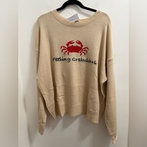 Gilli Cream Sweater with Red Crab Design